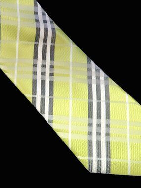 SILK Necktie in LIME GREEN B & W plaid NEW Mens Classic Equestrian Professional